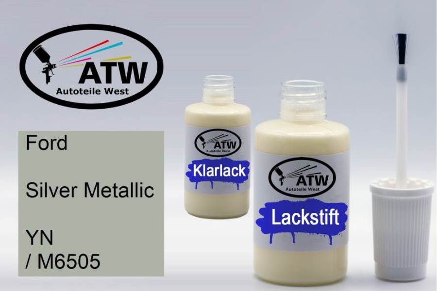 Ford, Silver Metallic, YN / M6505: 20ml Lackstift + 20ml Klarlack - Set, von ATW Autoteile West.